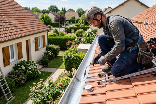 Installation de gouttières neuves en zinc et raccordement de zinguerie sur mesure par un artisan zingueur à Habas